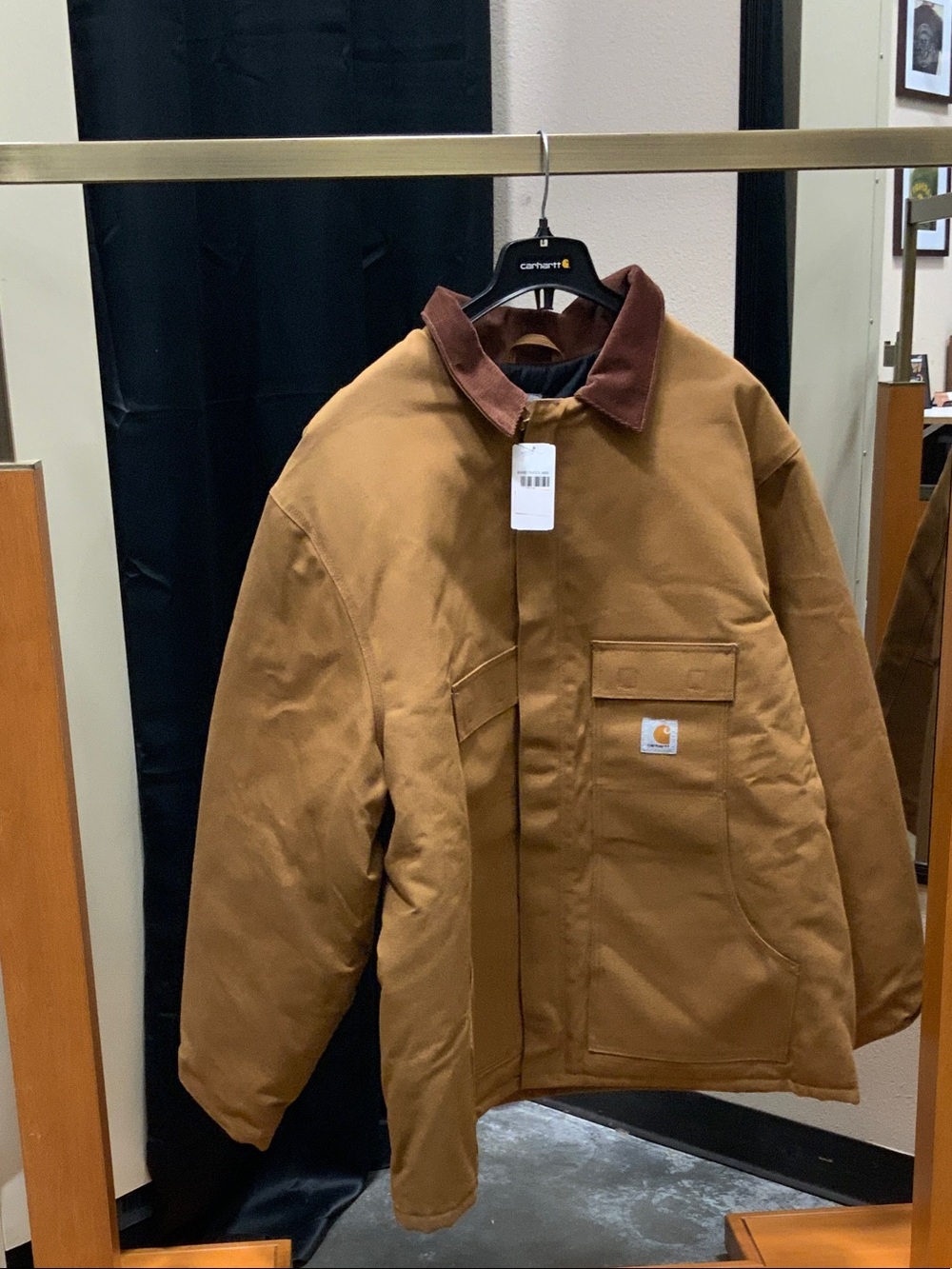 Carhartt Men's Brown Canvas Work Jacket with Dark Brown Collar